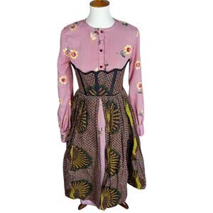 Christie Brown Corset Maxi Dress Womens 10 Pink Stripe Floral Luxury Designer